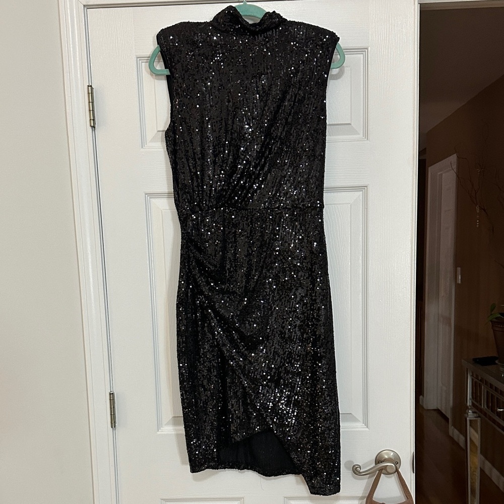 Express Black Sequin Midi Dress